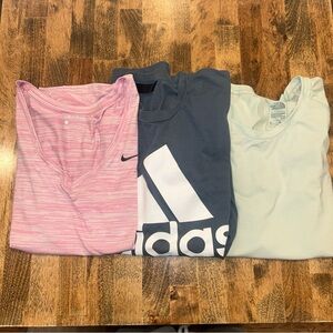 Lot of 3 Womens Exercise Tops Size S Workout Shirts Nike The North Face Adidas